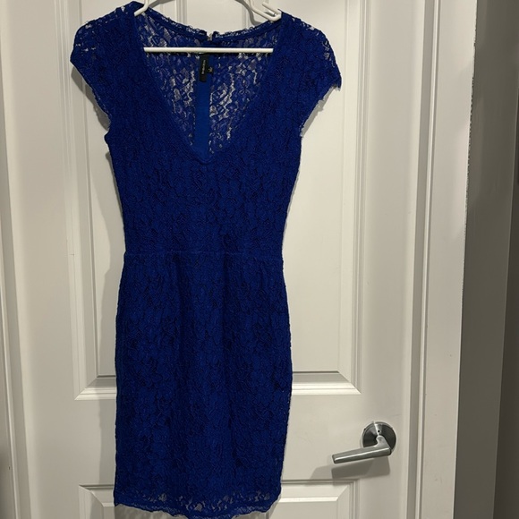 Cobalt blue Lacey knee high dress - Picture 1 of 9